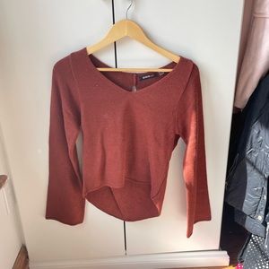 Maroon Cut out Sweater in XS
